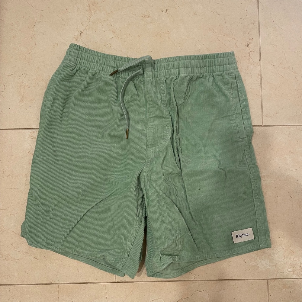 Rhythm. Cord Jam Shorts in Sea Foam Green, 32